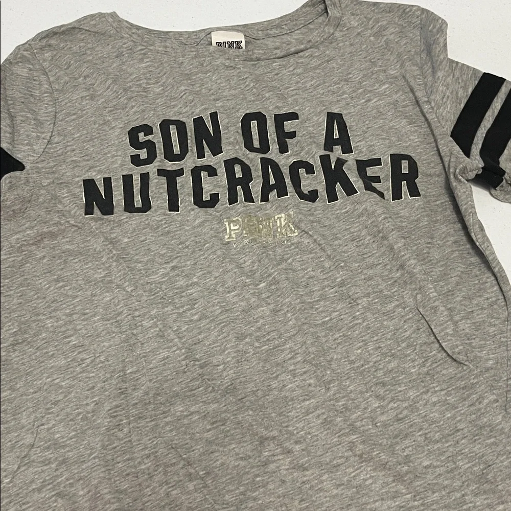 Victoria's Secret Gray Tee with 5/25 Black Text - Picture 1 of 5
